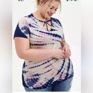 Torrid super soft knits tie dye blush pink strappy neck t shirt 1X